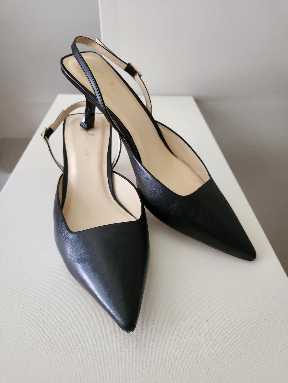 Guilhermina Leather Sling Back Kitten Heels